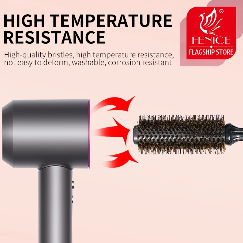 Barber Scissors Bristle Round Hair Styling Curling Iron Hair Brush Roller Comb