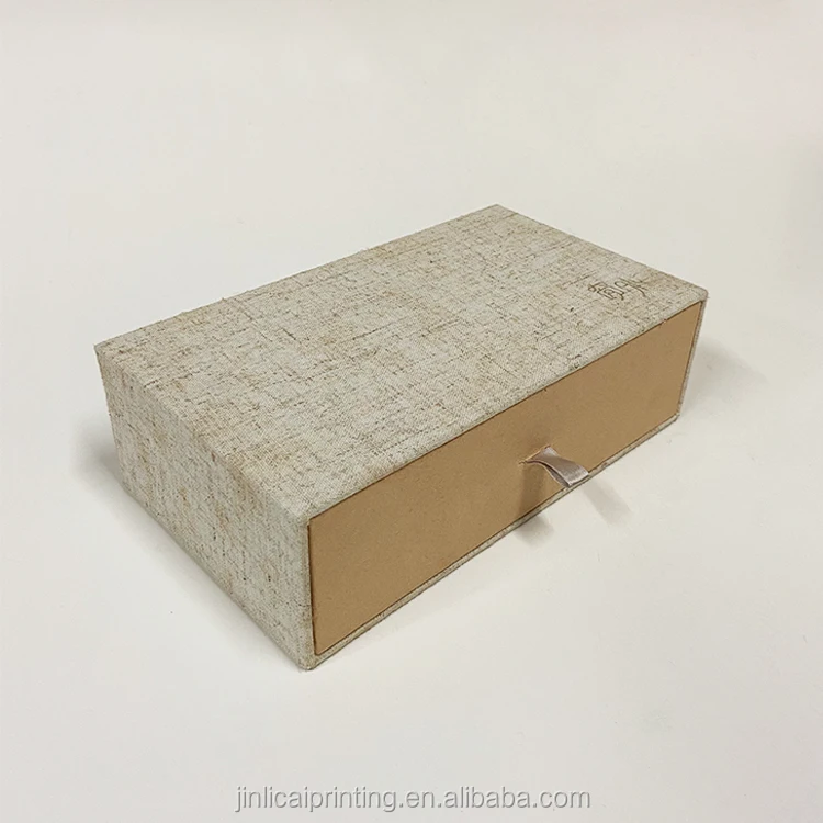Custom cardboard paper packaging fabric cover gift luxury box with drawer