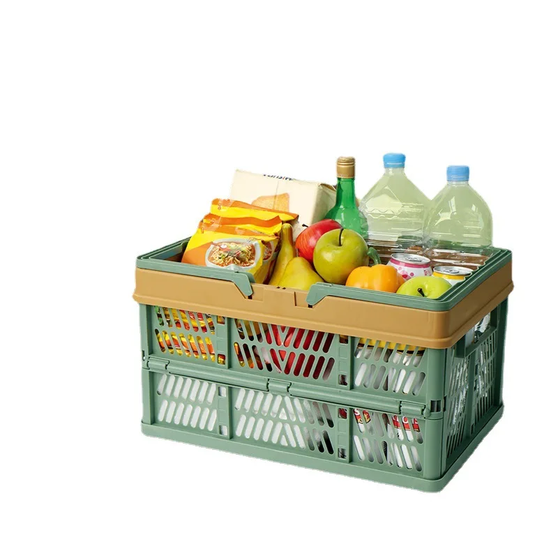 Foldable Picnic Basket Collapsible Storage Crates Stackable Storage Container Basket Grocery Shopping Basket