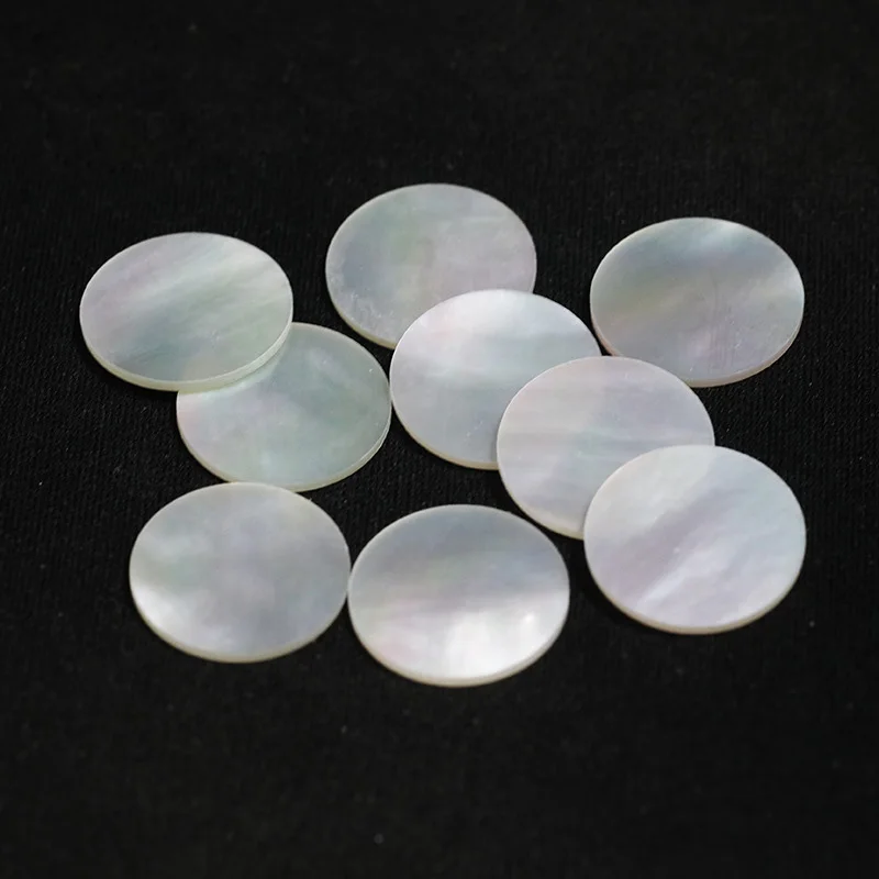 Accept Custom White MOP Round Discs Double Flat Round Natural White Mother of Pearl Shell Stones