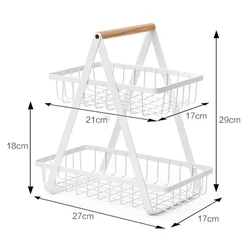 Chinese Wholesaler Assembly Double Layer Fruit Basket Metal Wire Dismountable Rectangular Storage Baskets For Fruit and Veggies
