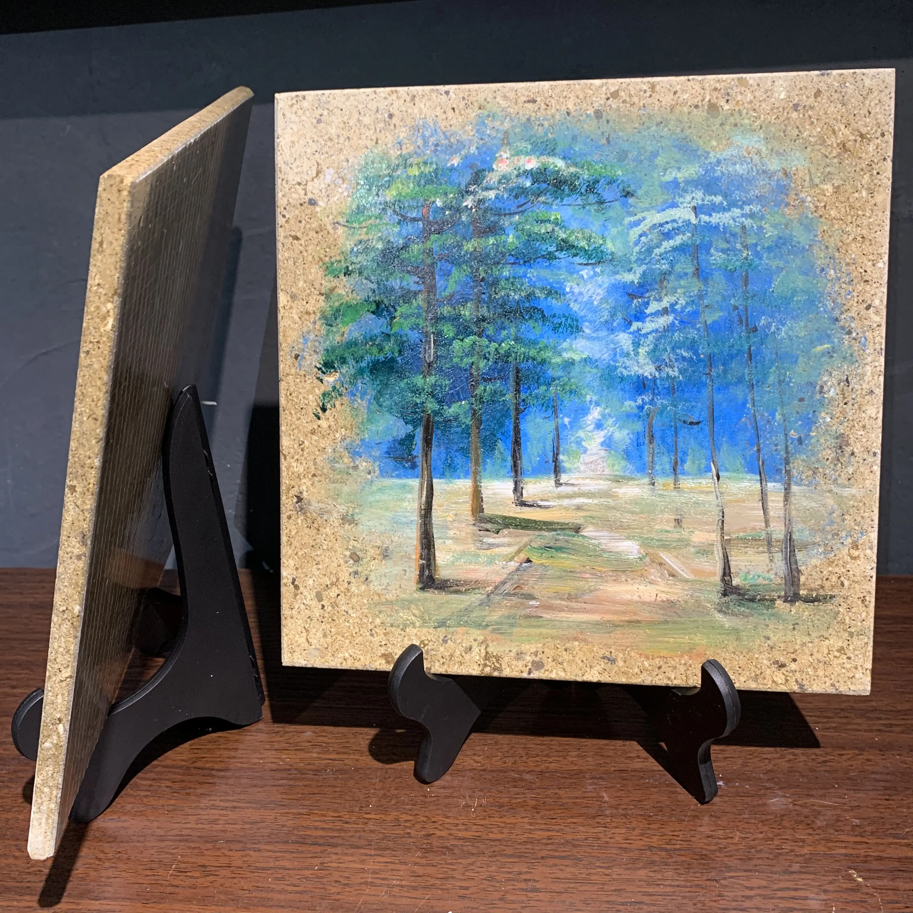 
Decorative Oil painting of Nature scenery on stone panel for home decoration 