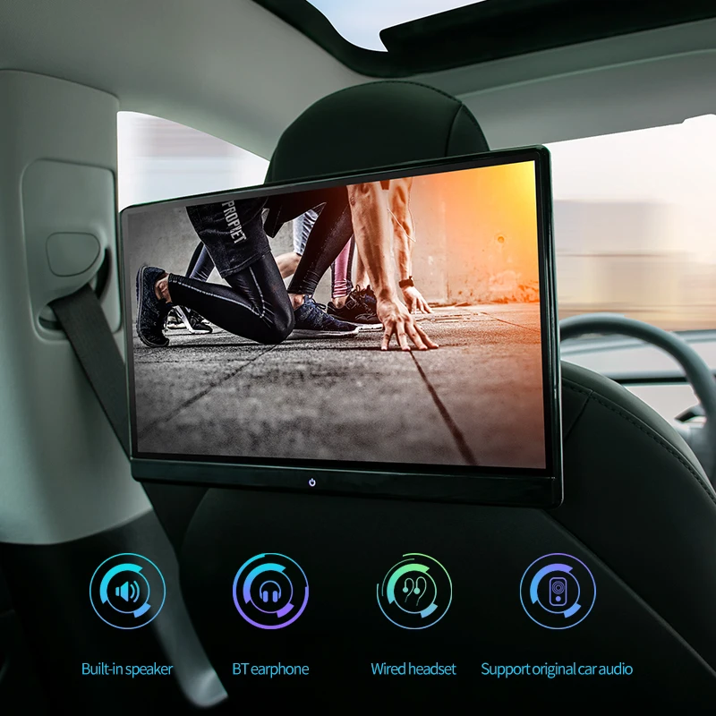 Universal car Rear seat tv video player 14 inch 8K IPS android car headrest screen back seat monitor