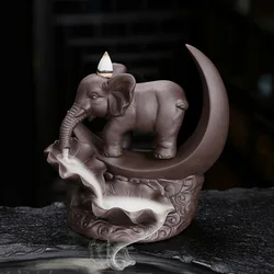 Original Zisha Sandalwood Burner Creative Crescent Elephant Home Tea Room Decoration Backflow Incense Burner