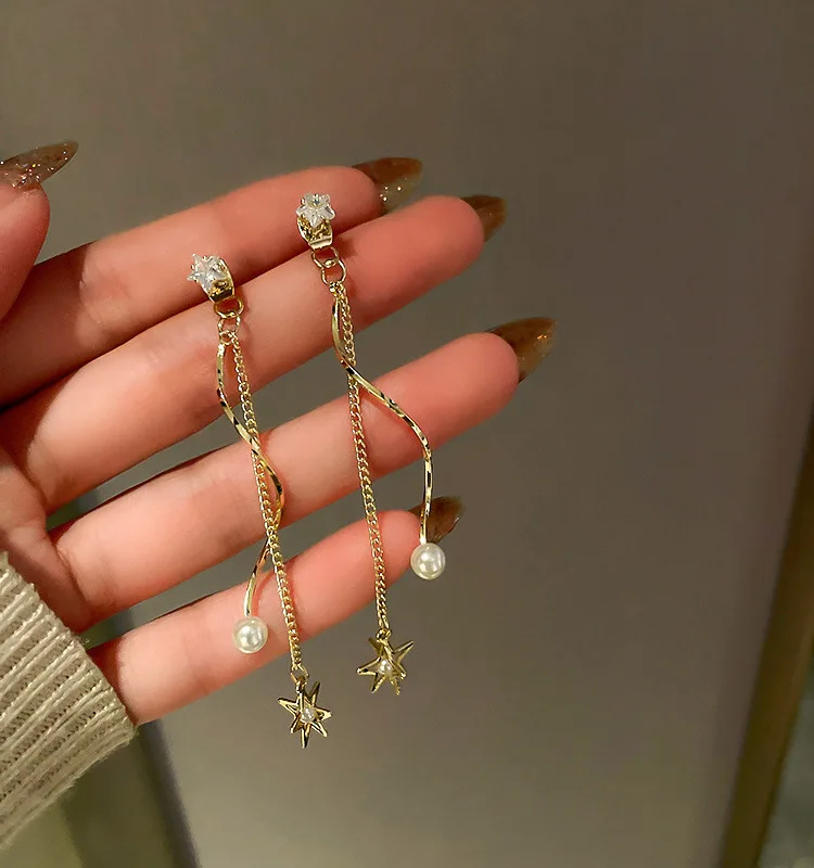 fashion spiral cz earrings star jewellery wholesale