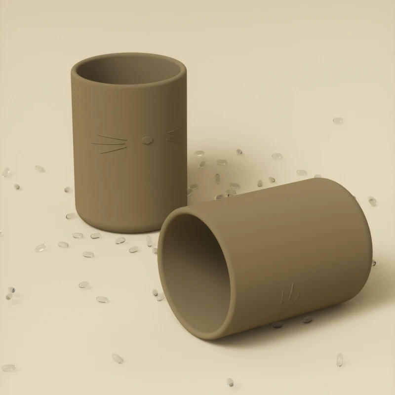 BPA Free Reusable Custom Silicone Cups  Baby Snack Sippy Cup with Handle Easy Grip for Toddler Training Cups Learn Weaning Set