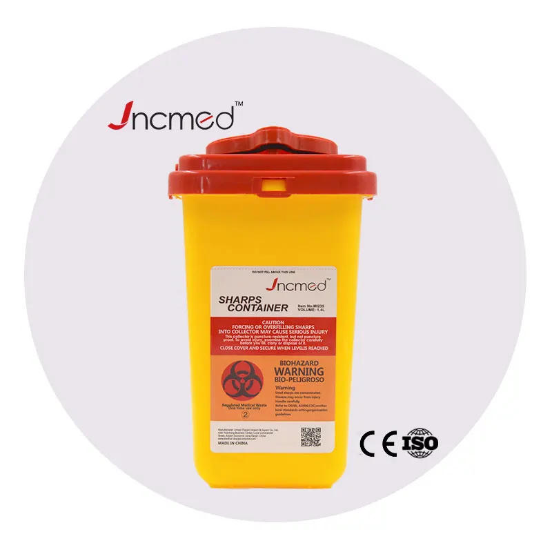 Medical Plastic Sharps Containers medical container Biohazard Needles Disposal 1L Waste sharps Box