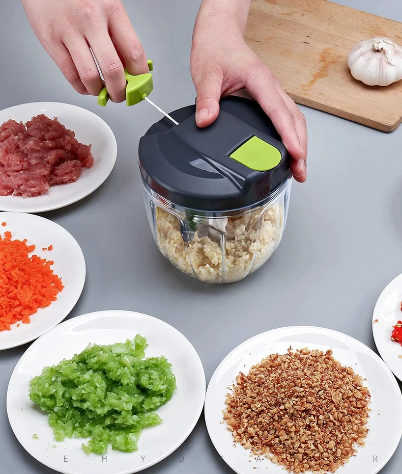Kitchen Gadgets Manual Pepper Pullcord Chopper Mini Food Cutter Vegetable Oull Onion Chopper Garlic Chopper