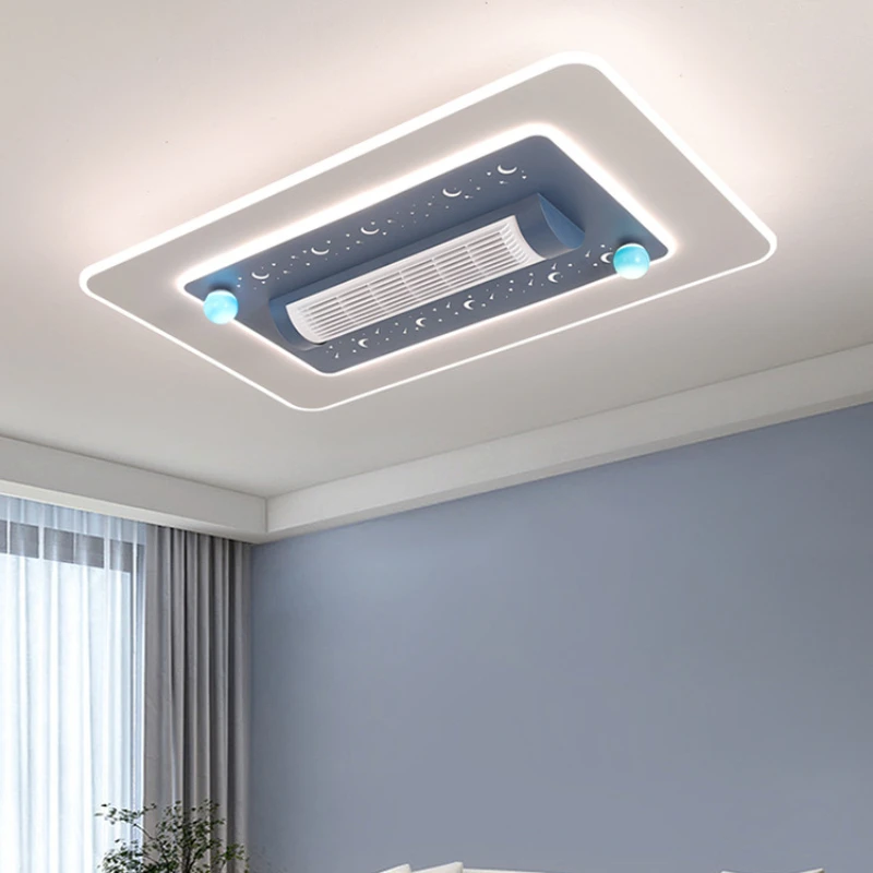 The fourth generation of drum type large wind LED bladeless fan light bedroom high display intelligent remote control fan light