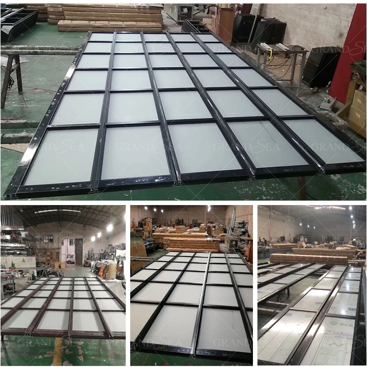 
Aluminum Frosted Glass Panel Overhead 8x7 Garage Screen Door For Commerical 