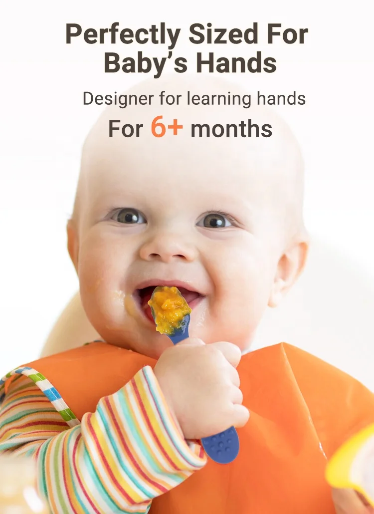 Custom Bpa Free Infants Toddlers Food Squeeze Training Feeding Silicone  Baby Weaning Spoons Babi Feed Spoon Silicone Baby Spoon