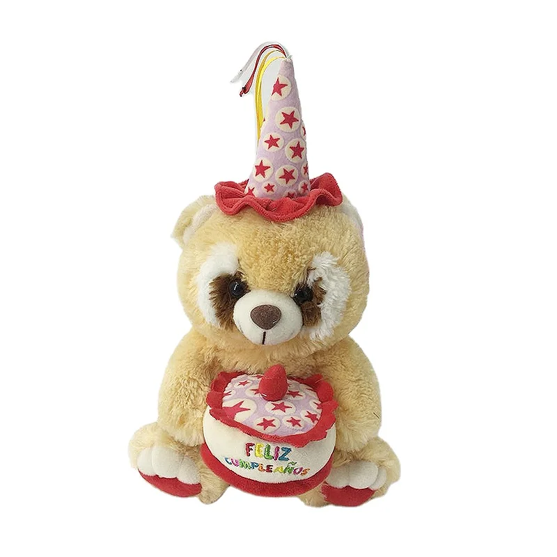 Wholesale Custom Plush Teddy Bear Panda Dog Animal Musical Holding Cake Plays Happy Birthday