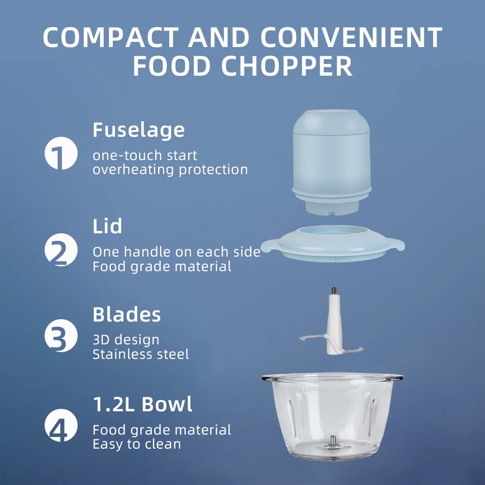 Kitchen Home Multifunctional Electric Vegetable Food Meat Onion Garlic Chopper Automatic Meat Grinder Machine