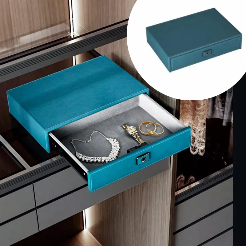 DSTPEL Wholesale wardrobe fittings fingerprint safety deposit Leather Drawer Safe box