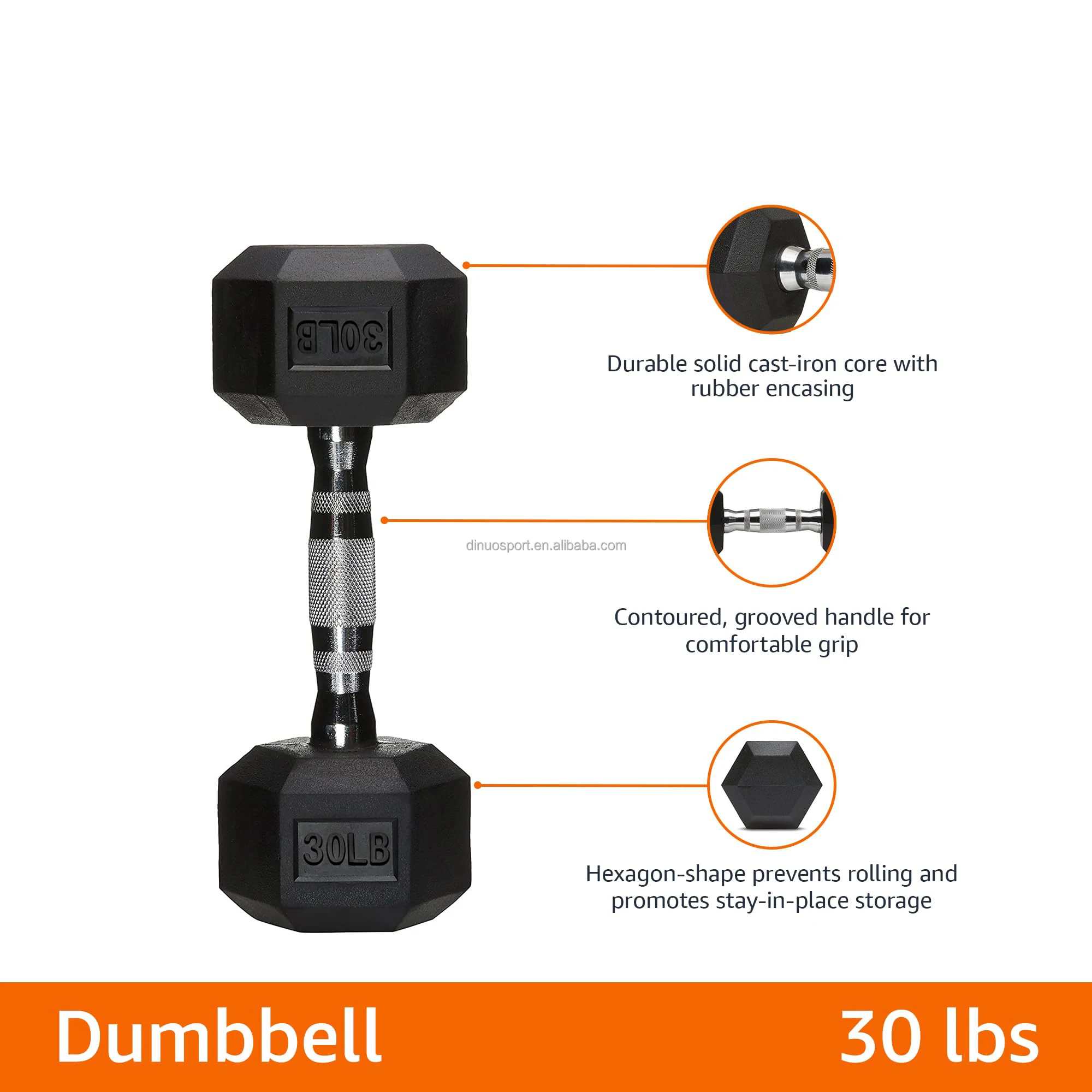 Dinuo Fitness Hex Dumbbell  Multiple Specification 5lb to100lb Gym Power Training Equipment