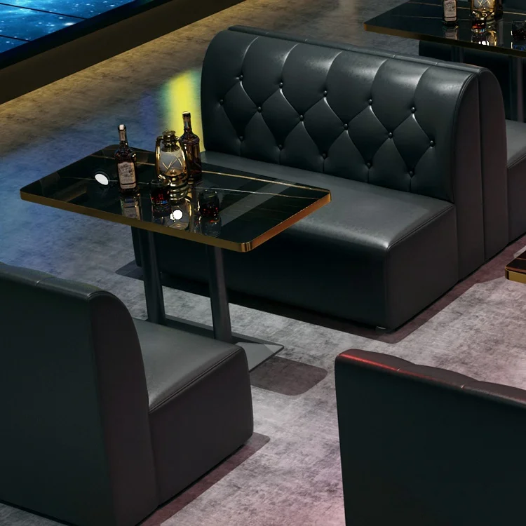 Vintage Bar Western Cafe KTV Music Dining Bar Leather card seat sofa table and chairs
