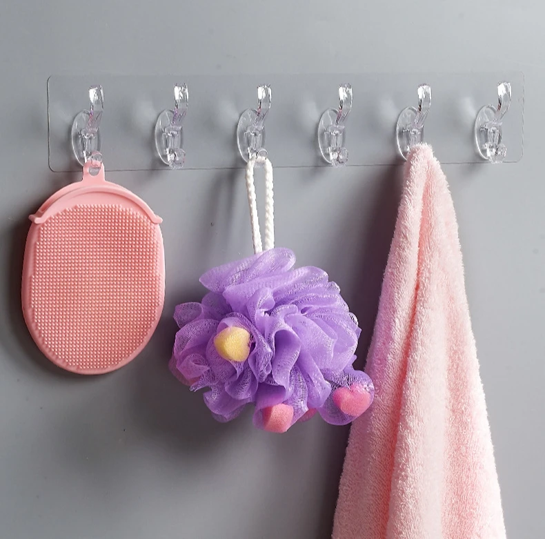 5 hooks  Non-Trace No-Drilling Transparent Self-Adhesive Key Rack Organizer for Entryway and Kitchen