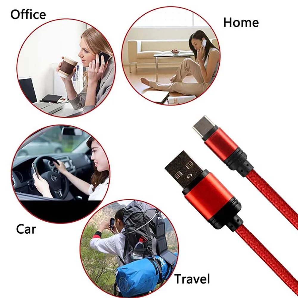 2m phone charger head usb cable coil nylon braided usb a cable micro usb type c kable for mobile phone