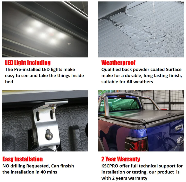 
KSCPRO UTE Rolling Cover Waterproof Roller Shutter with Lock For MITSUBISHI TRITION L200 2015-2020 