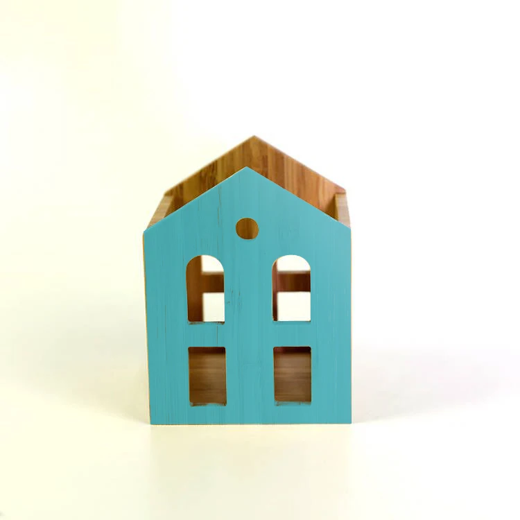 creative fancy modern recyclced  bamboo wood desk organizer