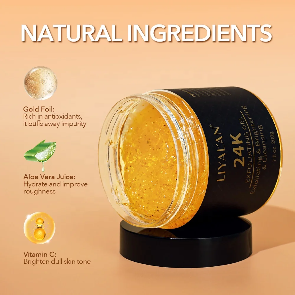 Private Label Pore Cleansing Face Scrub Blackhead Removal 24K Gold Peeling Exfoliating Gel