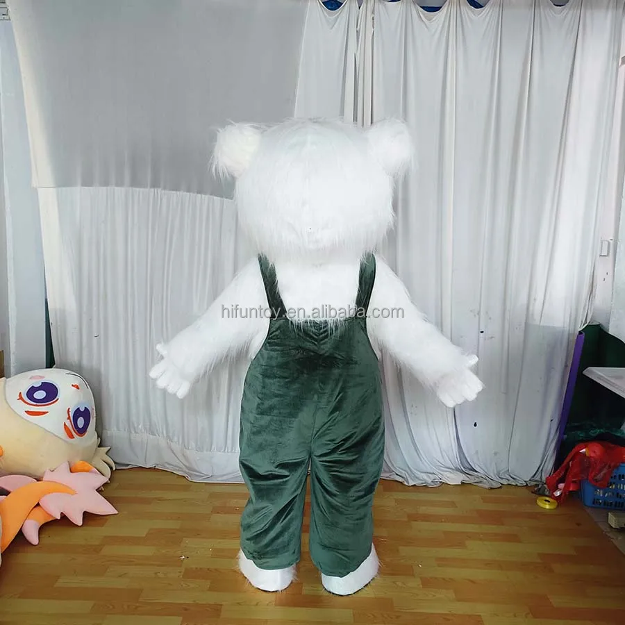 Funtoys factory professional Custom white Bear Mascot Costume Cartoon animal Character Advertising Cosplay costume for sale