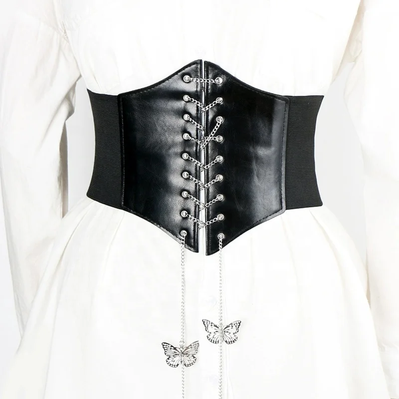 Retro thin ladies stretch wide belt clothing accessories elastic belt waist seal