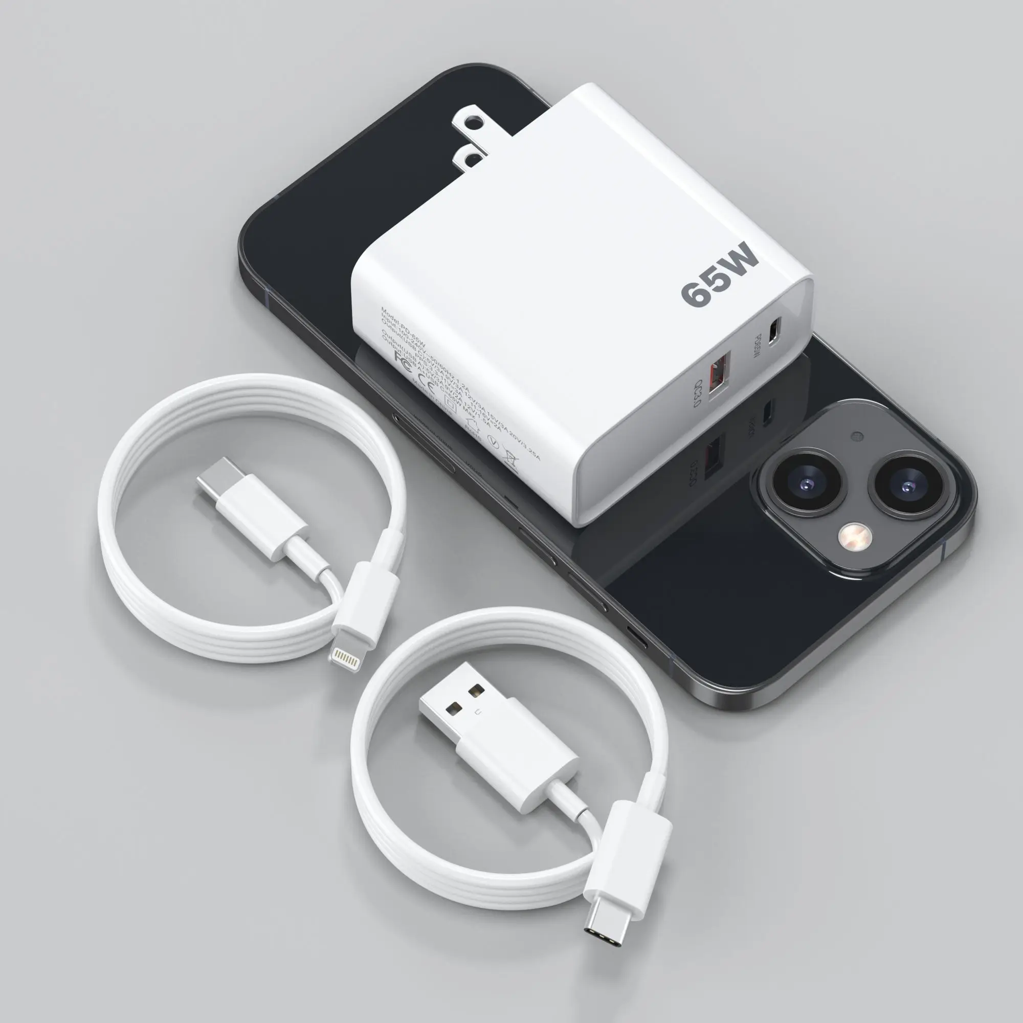 NEW GaN Quick Wall Charger C+A 65W PPS High Power Fast Charge PD 65w gan charger for Type-C Laptop MacBook iPad iPhone