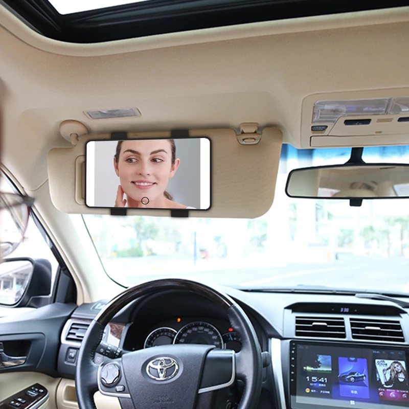 adjustable 3 color lights touch dimmable car visor vanity mirror led makeup car visor mirror with light