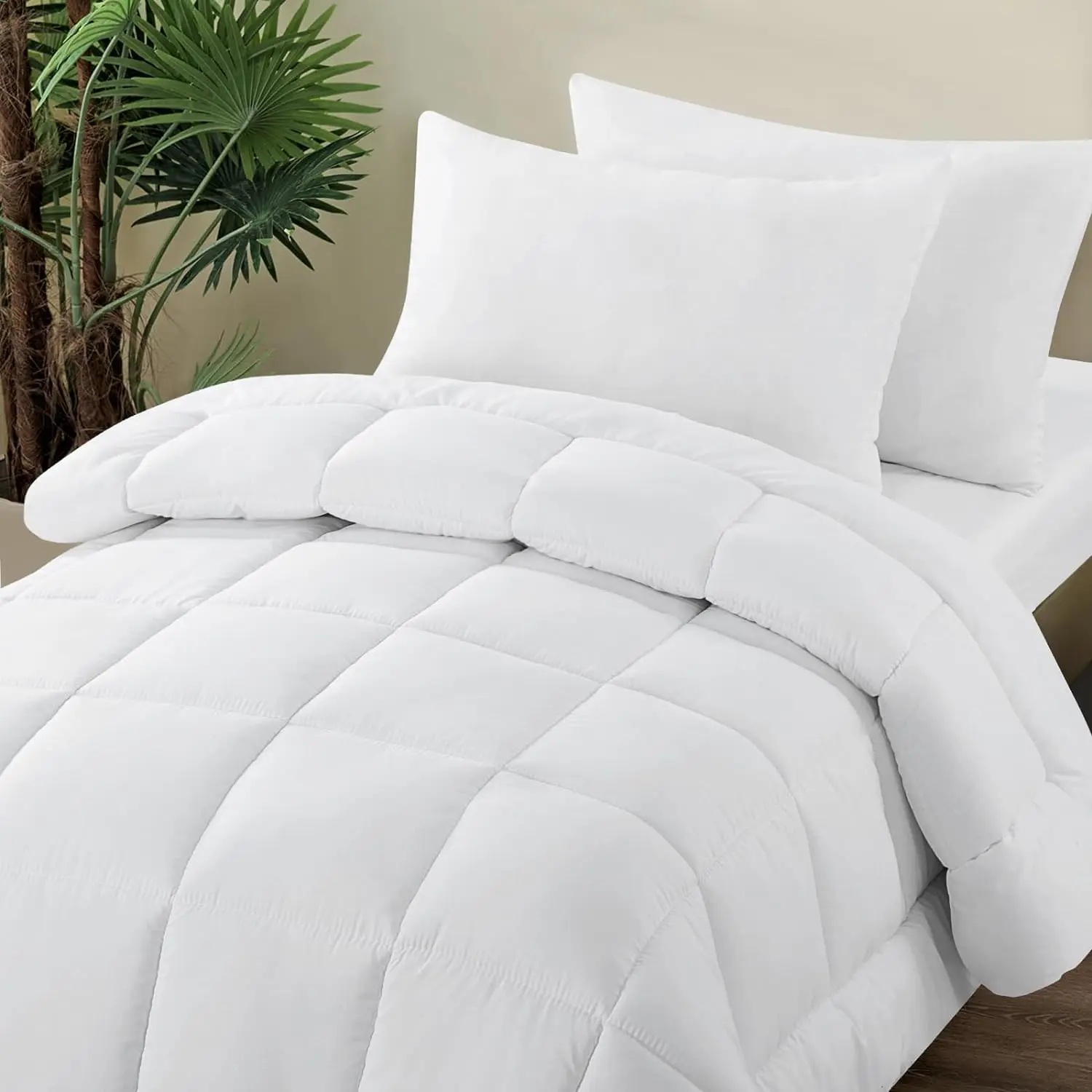 Goose Down Duvet Comforter All Season Quilt 750+ Fill Power Cotton Blanket King Queen Size Soft and Warm