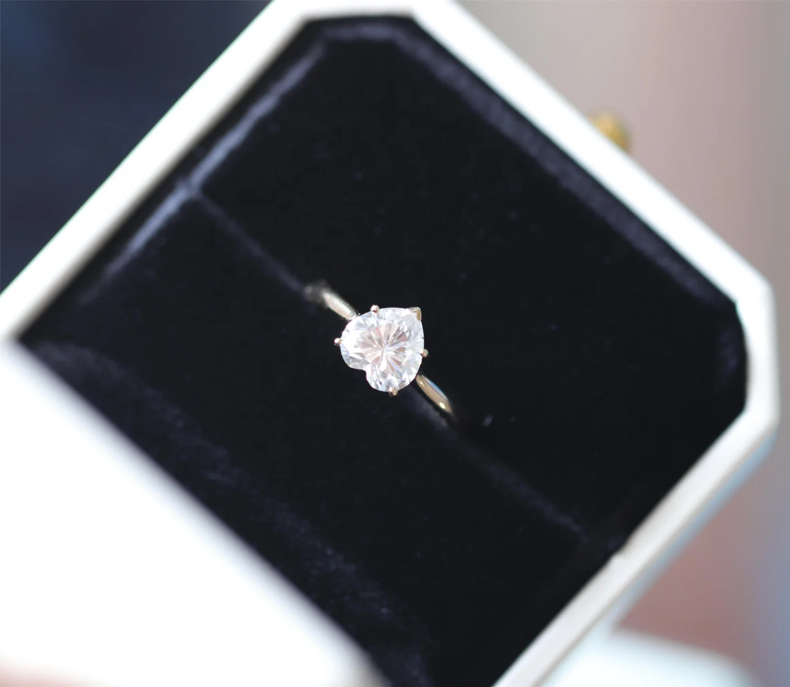 1.5ct Heart Moissanite solitaire Ring Solid 14k Yellow Gold Ring Dainty Stackable Bridal Wedding Ring