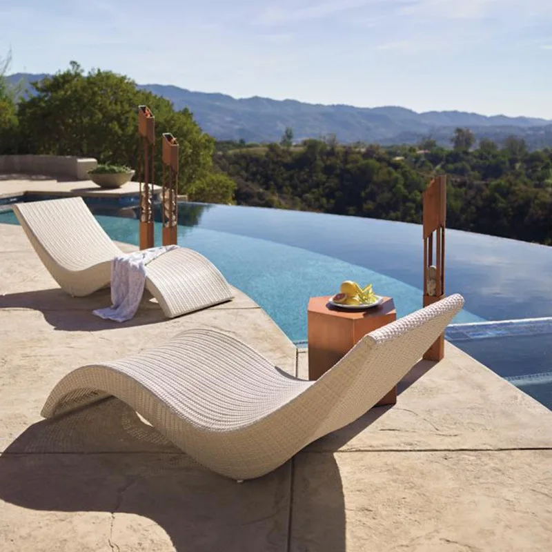 Rattan Luxury Chaise Leisure S Shape Uv-protection All Weather Sun Bed Garden Swimming Pool Sun Lounger Chair