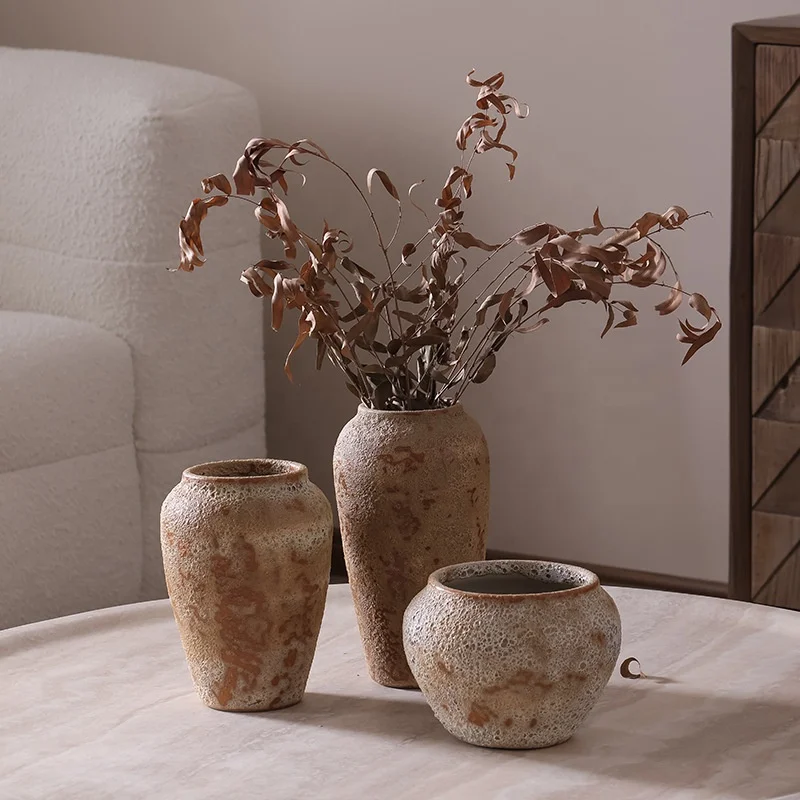 Home Decor Rustic Handmade Pottery Flower Pot Porcelain Ceramic Clay Vase