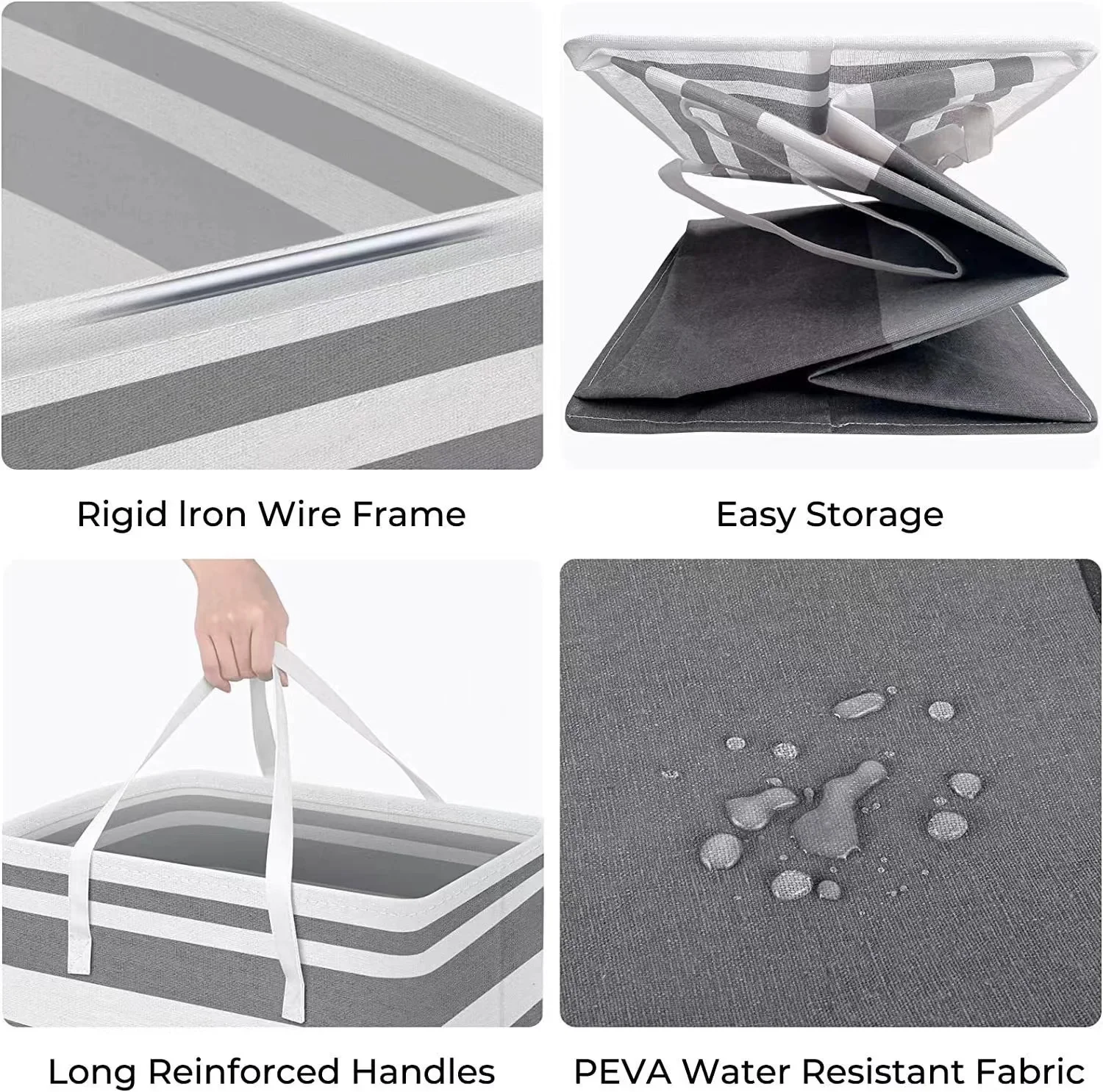 Wholesale Durable waterproof Oxford Fabric Portable Collapsible Folding Clothes Bin Hamper Large Laundry Basket with Grip