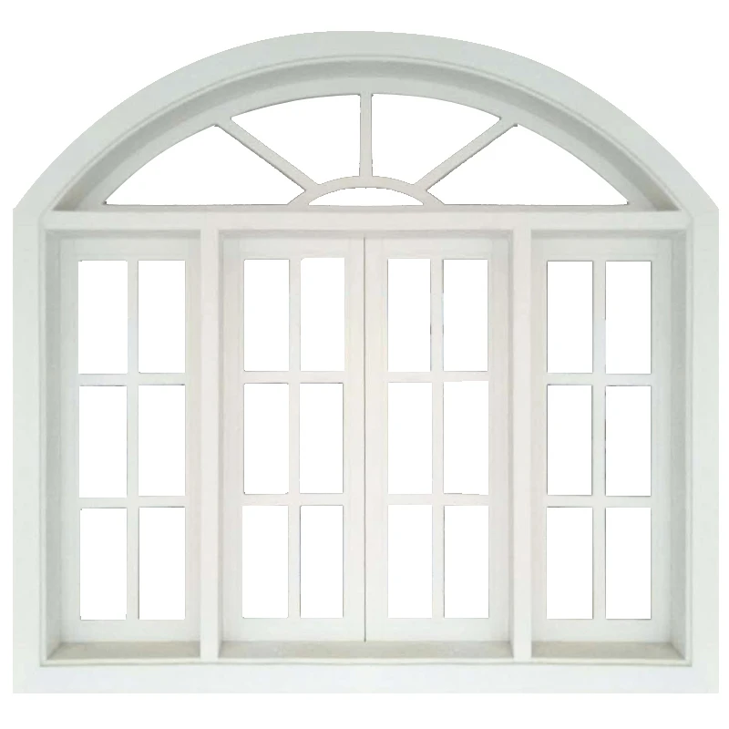 Simple design UPVC/PVC sliding window half round arch windows with arch top