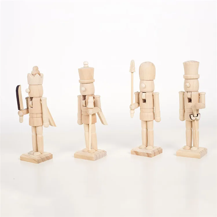 
2020 Desktop Decoration Four Piece Set Classic Handmade Wooden Soldier Nutcracker Christmas Ornaments Doll 