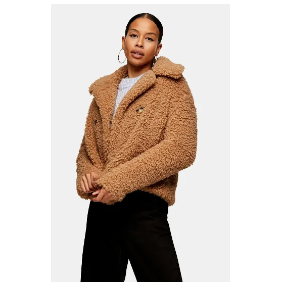 Women Jacket Plushest Teddy Bear Short Coat Covered Soft Curly Faux Fur Jacket