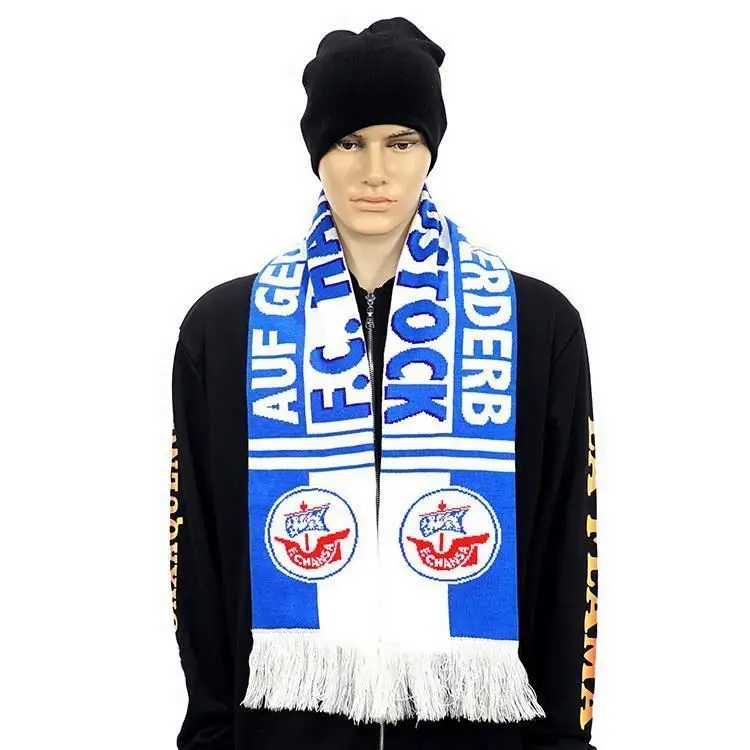 Acrylic Jacquard Fans Sport Football Knitted With Logo Wool Black Designer Winter Scarfs Cashmere Custom Fanning Silk Scarf