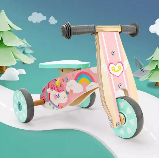 Unicorn Toy for 3-7 Year Olds Non-Pedal Anti-Rollover Balance Wooden Sliding Bike for Infants and Toddlers