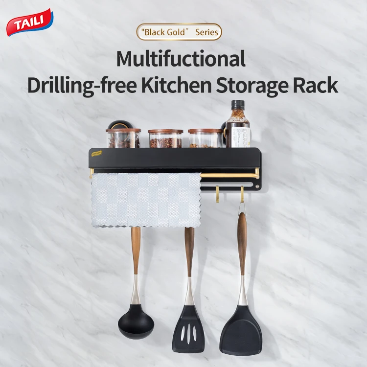 New Design Multifunctional Strong Bearing Kitchen Rack Wall Mounted Kitchen Spice And Towel Holders