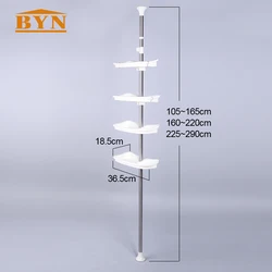 BAOYOUNI Stainless Steel Wall Mounted Multifunctional Shelf Caddy Organizer Plastic Bathroom Storage Adjustable Corner Rack