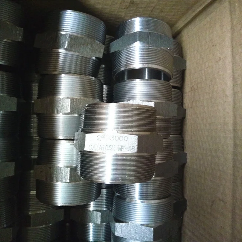 ASME B16.11 1/4 1/8 BSP 304 321 304L 316L forged Stainless Steel Hex Male Double Nipple Equal hexagon nipple Pipe Fitting