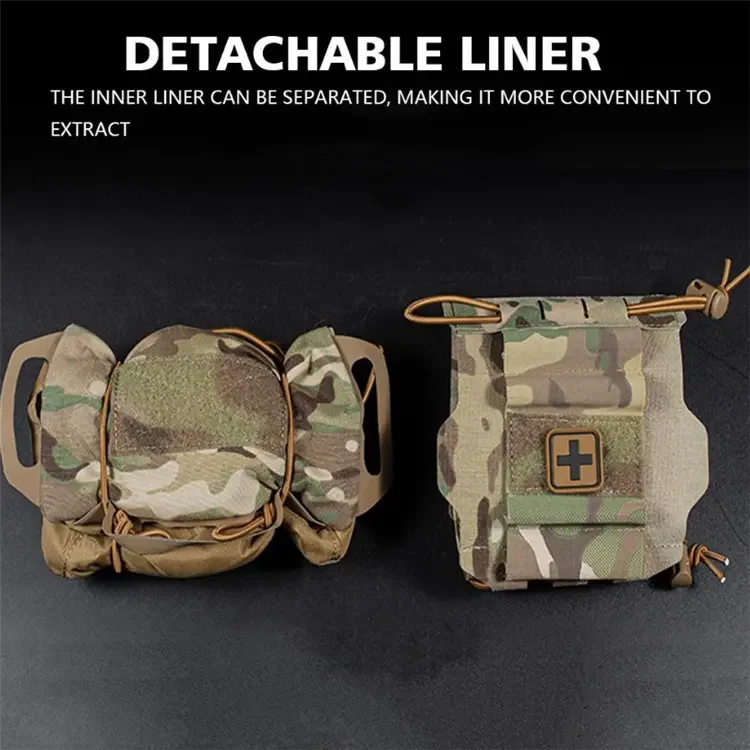 Tactical Pouch MOLLE Rapid First-aid Belt Pouch Survival Two-Piece System Med Roll Carrier Hypalon Handle Bag