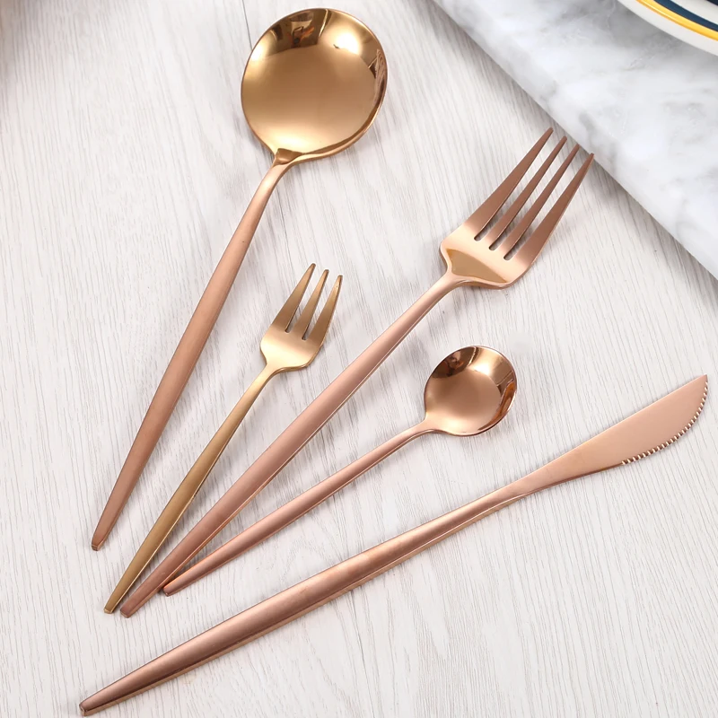 
Modern style 30 piece set luxury set royal tableware gold wedding serving spoon cutlery silver stainless steel 