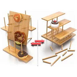 Легкая в сборке складная конструкция пончики пищевой класса деревенский бамбуковый деревянный пончик стенд дисплей очки стенд