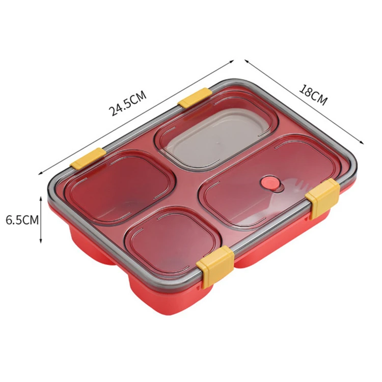 
4 Compartments High Quality Portable Pp Plastic Lunch Box For Children School Office 
