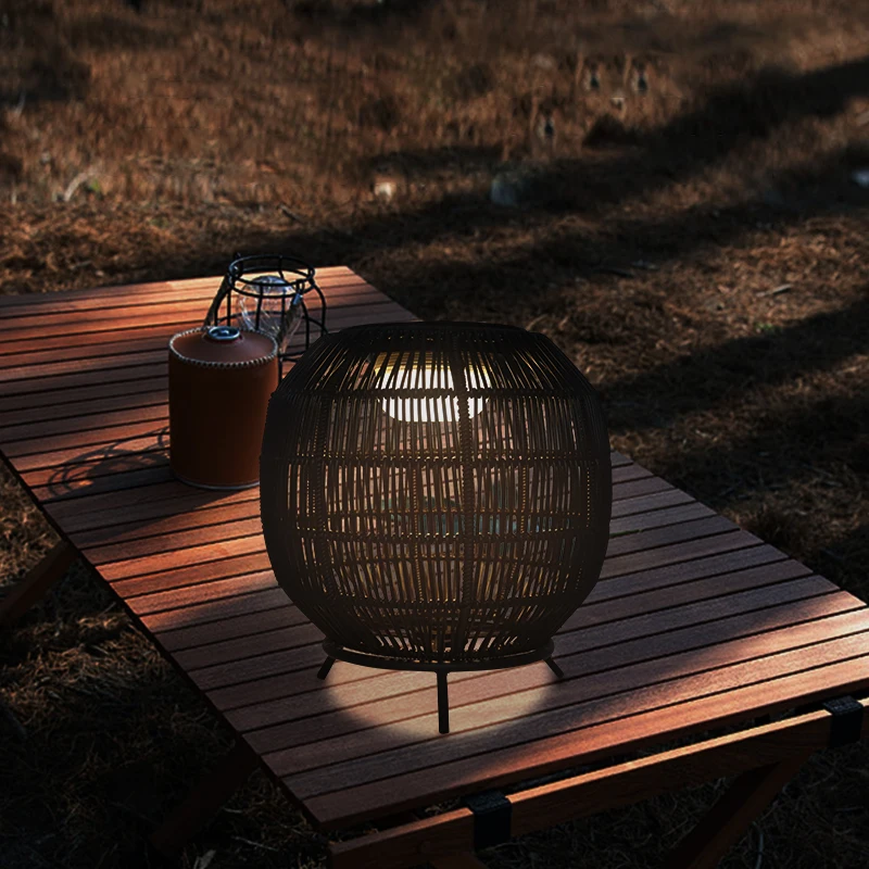 Outdoor garden lantern rechargeable led solar portable woven camping lamps