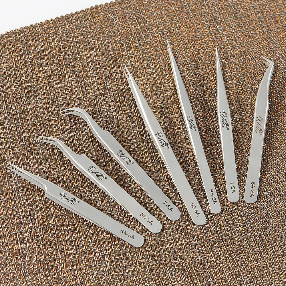Yelix 6A-SA High Grade Eyelash Extension Lash Anti-static Tweezers Set Bulk Supplier for Eyelash Makeup Work