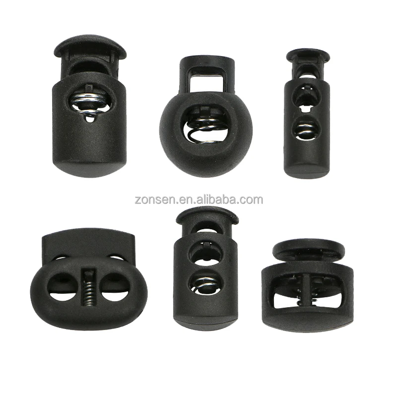 Many Sizes Wholesale Black Plastic Cord Lock Nylon Spring End Toggle Clip End Stopper For Clothing Bags Shoes