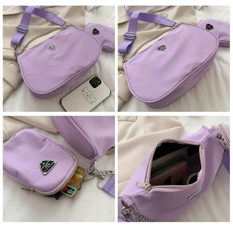 ladies fashion nylon shoulder luxury bags women hand blue dark shoulder bag wholesale nylon small crossbody sling bag women